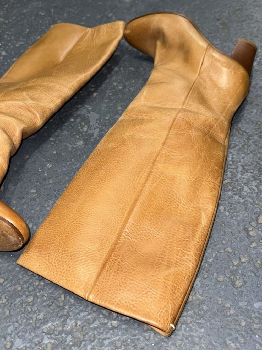 MAISON MARGIELA TAN LEATHER BOOTS KNEE HIGH - Picture 2 of 10